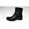Kožené zimní, velmi teplé černé dámské kotníkové polokozačky na podpatku JAMI 26517