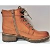 Dámské KOŽENÉ koňakové hnědé camel atraktivní dámské zimní zateplené kozačky se šněrováním KLONDIKE