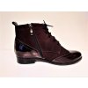 Dámské kožené mírně zateplené bordo kotníkové boty na nízkém podpatku  TRAXIN K2808
