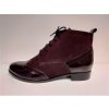 Dámské kožené mírně zateplené bordo kotníkové boty na nízkém podpatku  TRAXIN K2808