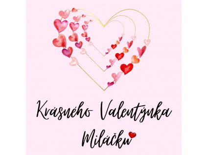 Dárková přací kartička 4,5x4,5 cm závěsná 2DPK009 Krásného Valentýnka miláčku