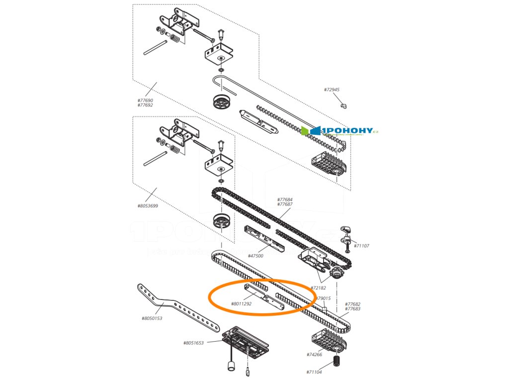 Marantec 8011292 spojovací sada řemenu do dráhy SZ pohonu vrat Marantec