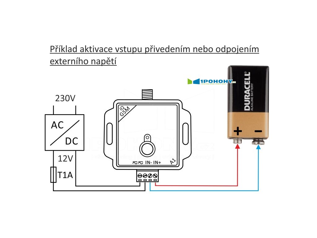 Schéma zapojení GSM hlásiče otevření závory