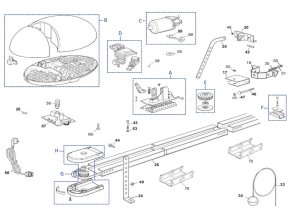 Seznam náhradních dílů pro pohon garážových vrat Mhouse GD0 010