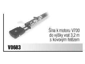 Šína k motoru V700 do výšky vrat 3,2 m s kovovým řetězem