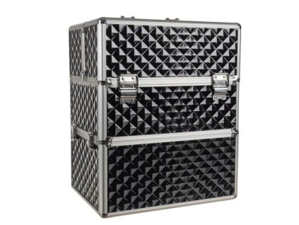 Dvoudílný kosmetický kufřík XL Soulima 22529 42,5 x 35 x 24,5 cm, černostříbrná – 24365.cz