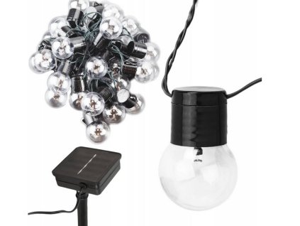 Solární párty osvětlení řetěz girlanda GIR65, 30xLED, G40, 6,5m – 24365.cz