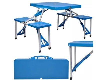 Skládací kempingový set pro 4 osoby Trizand 23239, modrý – 24365.cz