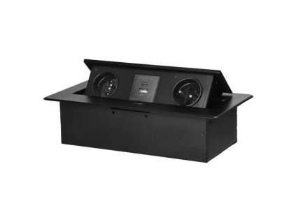 Výklopný blok zapuštěný ORNO OR-GM-9034/B, 2x 230V, 1x USB-A, 1x USB-C, černá – 24365.cz
