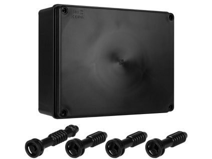Plastová instalační krabice hermetická S-BOX 516C, 240x190x90mm IP65, černá, UV – 24365.cz