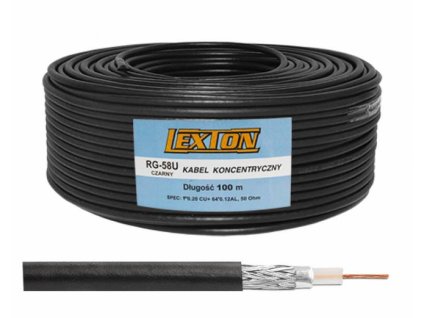 Koaxialní kabel Lexton LXK506CU RG58, 5mm, 50 Ohm, 100m, černý – 24365.cz