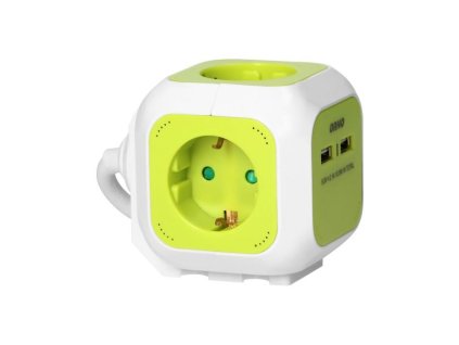 Prodlužovací kabel 4G ORNO OR-AE-13144(GS)/L, 4x 230V, 2x USB nabíjecí, přívod 1,4m, barva limetka – 24365.cz