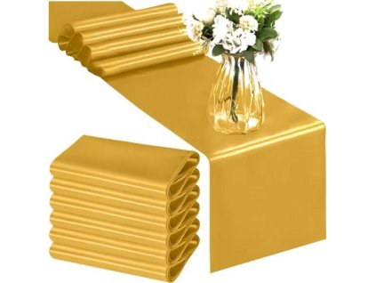 Saténový běhoun na stůl 900x36cm HQ Ruhhy 25065, zlatá – 24365.cz