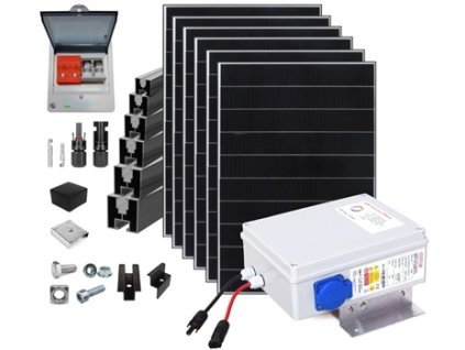 FVE sestava 100-dílná pro ohřev TUV, 2700W, 6x panel, MPPT SAPRO LITE, montážní prvky – 24365.cz