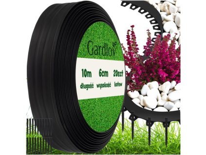 Zahradní plastový obrubník 60mm, 10m s kolíky Gardlov 24562 – 24365.cz