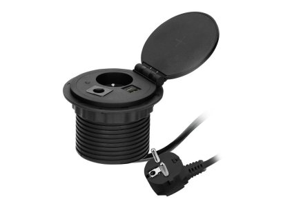 Zásuvka vestavná ORNO OR-GM-9015/B 1 zásuvka 2 USB (A+C), černá – 24365.cz