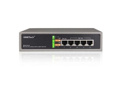 KMETech POE Swtich 4 portový, 10/100 M rychlost, 15.4 W - 1x kanál – 24365.cz