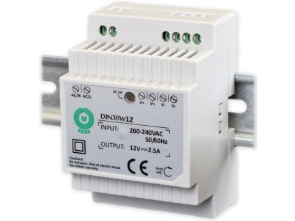 Napájecí zdroj PSU DIN30W12, 12V/2,5A, 30W, na DIN lištu – 24365.cz