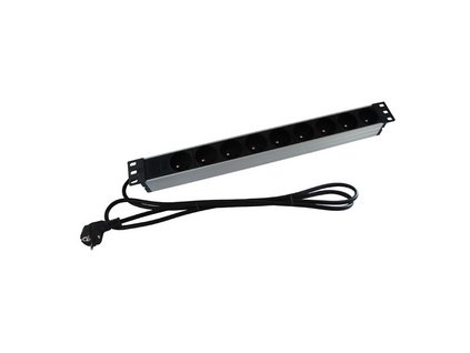 Napájecí lišta do racku B7112 19" panel 1U, 9 zásuvek, 2m – 24365.cz