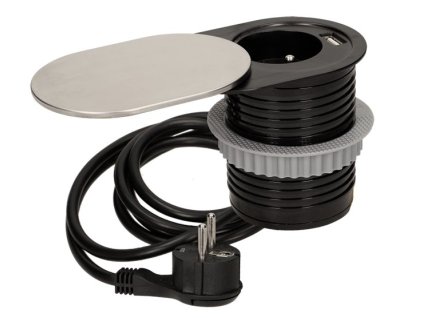 Zapuštěná zásuvka s posuvným víkem ORNO OR-AE-13124, 1x zásuvka 230V a 1x USB. Kabel 1,8m. – 24365.cz