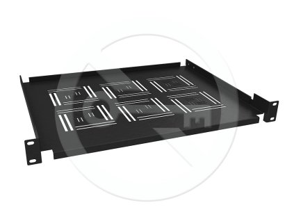 Solarix Police 19" 1U 350mm ukládací plato BK úchyt na přední lišty UP-03-B – 24365.cz