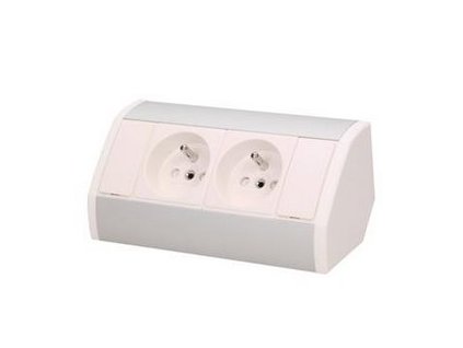 Povrchová zásuvka ORNO OR-GM-9005/W-G, rohové pouzdro, barva bílo-stříbrná – 24365.cz