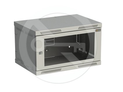 Rozvaděč nástěnný SENSA 6U 400mm, dveře sklo, RAL 7035, SENSA-6U-64-11-G – 24365.cz