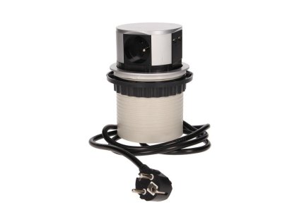 Zásuvkový blok kulatý ORNO OR-AE-1342, 3x zásuvka, 2x USB nabíjecí, barva stříbrná, kabel 1.5m – 24365.cz
