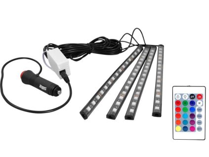 Vnitřní osvětlení automobilu 4xRGB 15LED pásek 12V D.O., IP54 – 24365.cz