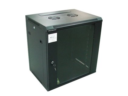 RACK 19" nástěnný ZETA 12U 600x450 RAL9004, dveře sklo k samosestavení, černý – 24365.cz