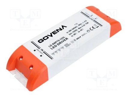 Govena Transformátor LED SNP75-12VL, 75W/12V – 24365.cz