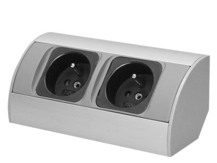 Povrchová zásuvka rohová ORNO OR-AE-1303/G, 2x zásuvka 230V, kabel bez vidlice, stříbrná – 24365.cz