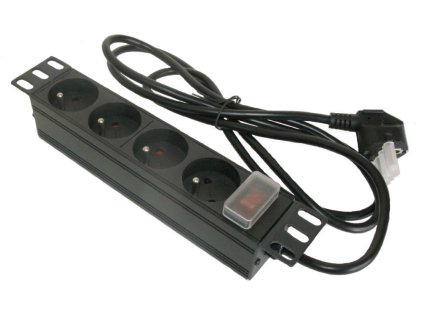 Napájecí lišta do racku XtendLan 10" panel 1U, 4 zásuvky, vypínač, 1,8m – 24365.cz