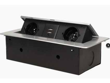 Výklopný blok zapuštěný ORNO OR-AE-13109/G, 2x 230V a 2x USB, stříbrná, bez kabelu – 24365.cz
