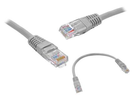 UTP Patch Kabel Lexton RJ45 CAT5E 0,25m 8P8C 1:1 Šedá – 24365.cz