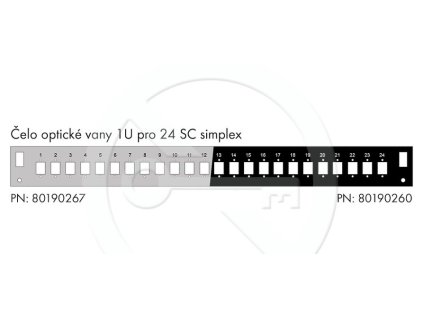 Čelo optické vany 1U pro 24SC simplex/LC duplex/E2000 BK – 24365.cz