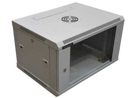 RACK 19" nástěnný ZETA 6U 600x450 RAL7035, dveře sklo k samosestavení, šedá – 24365.cz