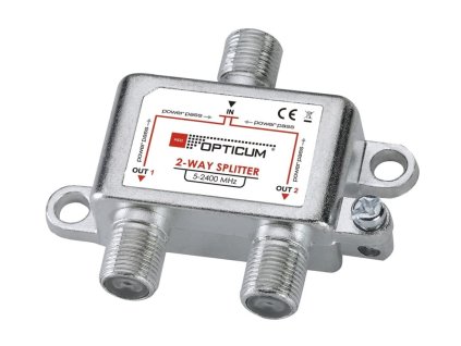 Rozbočovač OPTICUM 2xF HQ 5-2400 MHz, průchozí všemi směry – 24365.cz