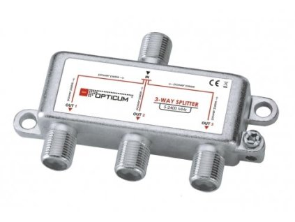 Rozbočovač OPTICUM 3xF HQ 5-2400 MHz, průchozí všemi směry – 24365.cz