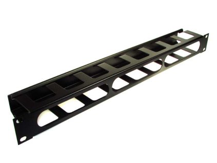 Vyvazovací panel 1U 8 uchytů, kovový, černý – 24365.cz