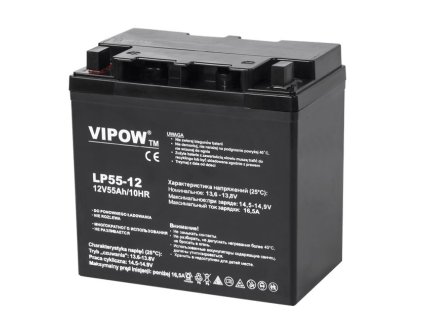 Baterie olověná 12V / 55Ah VIPOW BAT0223 gelový akumulátor – 24365.cz