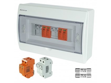 FVE rozvaděč DC 1000V, 12M, 2x přep. ochrana, 2x pojistkový modul – 24365.cz