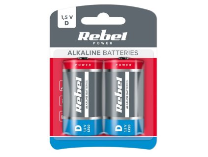 Baterie D (R20) alkalická REBEL Alkaline Power 2ks / blistr BAT0064B – 24365.cz
