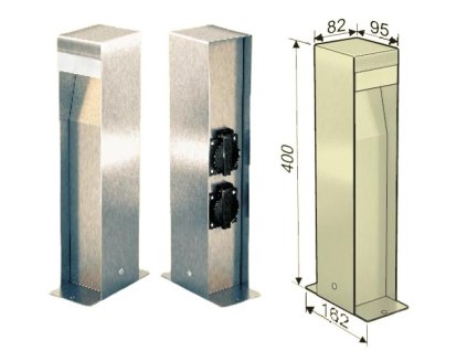MCJ Zahradní nerezové svítidlo LED sloupek + 2 zásuvky, v. 40 cm, IP44 – 24365.cz