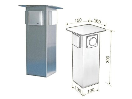 MCJ Nerezový zahradní sloupek, 2 zásuvky 230V/50Hz, IP44, 30cm – 24365.cz