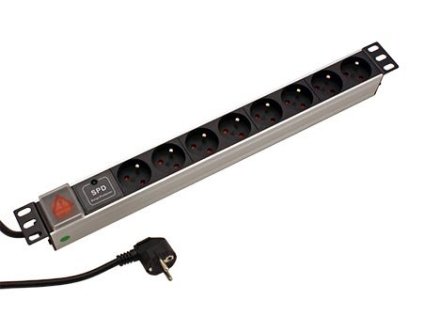 Napájecí lišta do racku PDU-F10G08S/SURGE 1U do 19" panel, 8 zásuvek, 2m – 24365.cz