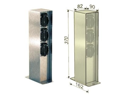 MCJ Nerezový zahradní sloupek, 3 zásuvky 230V/50Hz, IP44, 37 cm – 24365.cz