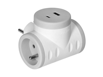 Rozbočovací zásuvka ORNO OR-AE-13281/G s USB nabíječkou, bílo-šedá – 24365.cz