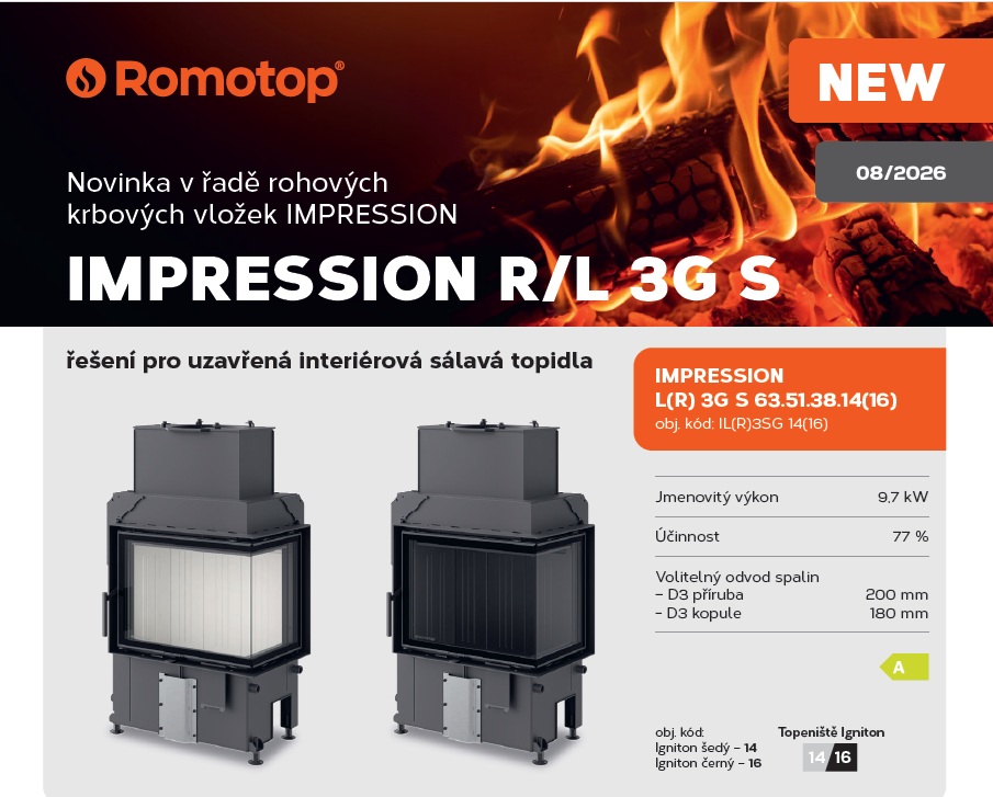 Rohové krbové vložky ROMOTOP IMPRESSION L(R) 3G S