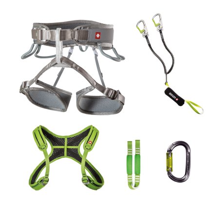 VIA FERRATA TWIST+CHEST SET (Velikost XS-M, Barva Grey Silver / Green)